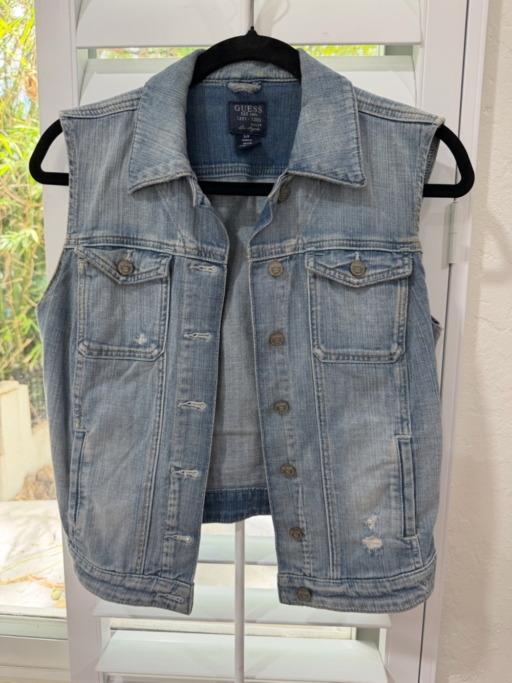 GUESS Light Blue Denim Jacket with Contrast Collar